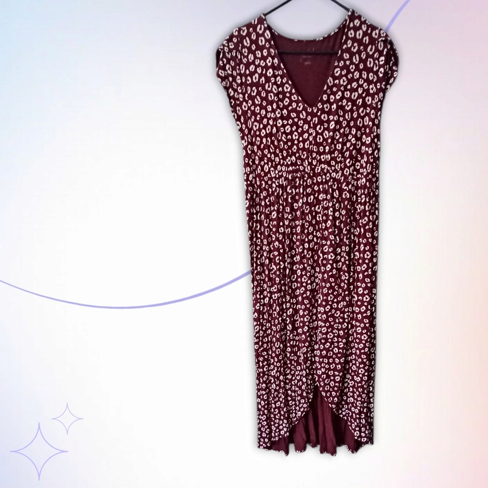 Isobella & Chloe Maroon Animal Print High Low Dress